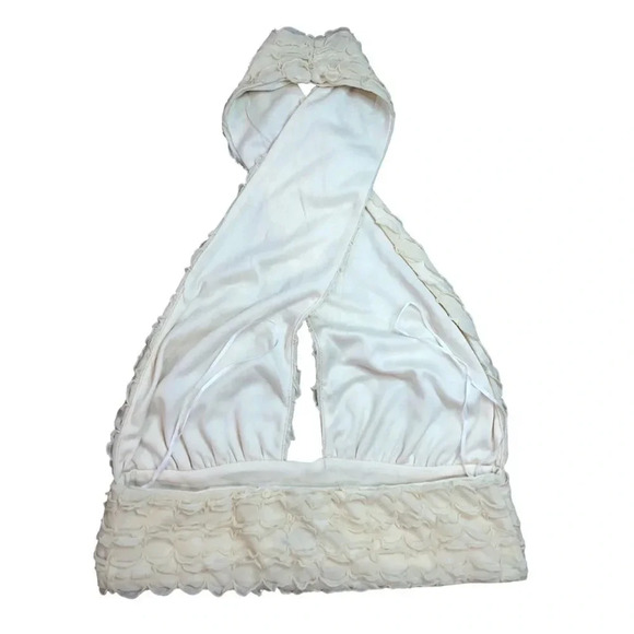 Princess Polly Chayse High Neckline Halter Crop Top |  Cream Size M / 10 - Picture 6 of 8